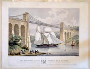 Antique 1849 Mariner Lithograph - Pride The Schooner WYVERN N.M. Condy - Picture 1 of 19