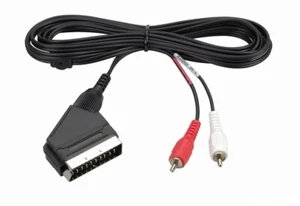 Cable EURO SCART plug -> 2x Cinch RCA audio Left/Right plugs Stereo 3m. THOMSON - Zdjęcie 1 z 4