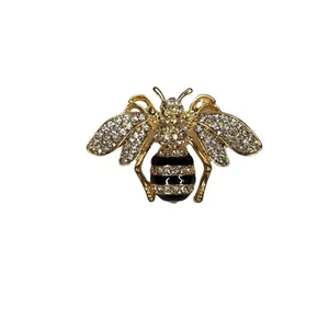 Rhinestone Gold Silver Bumblebee Brooch Pin Honey Bee - Picture 1 of 4