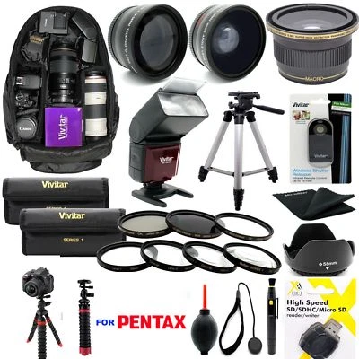 Pentax K-1 Mark II W 28-105 LENS COMPLETE 62MM HD ACCESSORY KIT FLASH LENSES  - Image 1 of 4
