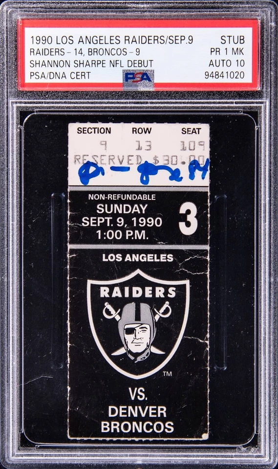 Shannon Sharpe "NFL Debut HOF Club Shay Shay ESPN" Signed Ticket Auto PSA 10 - Image 1 of 2