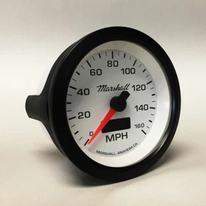 Marshall 3-3/8" Electronic Speedometer, White Dial, Black Bezel, 2252BLK - Bild 1 von 2