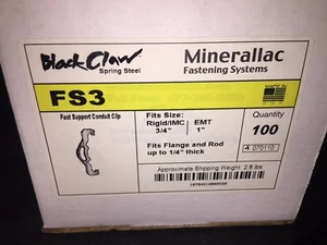100pcs. CULLY MINERALLAC FS3 FAST SUPPORT CONDUIT CLIP 1" EMT Black Claw - Picture 1 of 3
