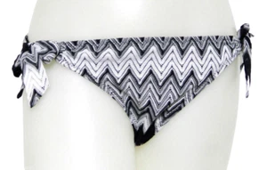 Perry Ellis Small Black Chevron Stripe Bikini Swimsuit Bottoms NWT S - Picture 1 of 6
