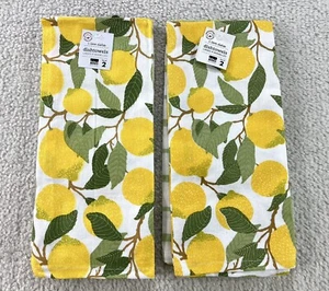 Now Designs 100% Cotton Dish Towels Lemon Print + Plaid Lot of 4 Total Towels - Picture 1 of 6