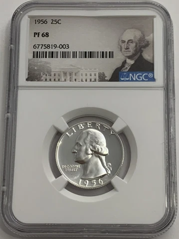 1956 NGC PF68 SILVER PROOF WASHINGTON QUARTER EXCELLENT EYE APPEAL 25c PORTRAIT Cover