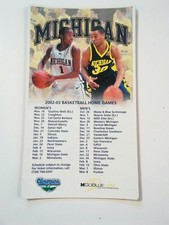 2002-03 Michigan Wolverines Basketball Magnet Schedule