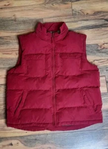 St Johns Bay Mens Puffer Vest Size L Red Quilted Lined Full Zip Media Pocket - Picture 1 of 14