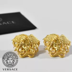 VERSACE Earrings for Both Ears Accessory Metal Medusa Motif Gold NEW - Picture 1 of 5
