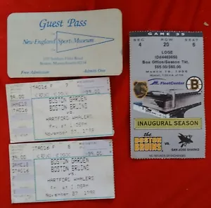 alrededor de 1978 New England Sports Museum Pass, 3 tacones de boletos '96 tiburones, etc. - Imagen 1 de 4