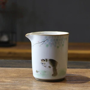 Ru Kiln Fair Cup Retro Tea Sea Flower Bird Cat Tea Cup Ceramic Home Tea Set - Picture 1 of 16