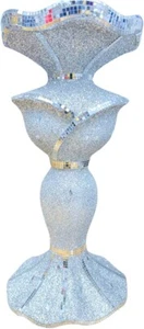 Deko Silber Dame Figur Vase Keramik Skulptur, Glitzereffekt Wohndeko - Bild 1 von 9