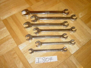 SNAP-ON TOOLS 7 PIECE SAE. OPEN END FLARE NUT WRENCH SET RXS605B + 2 EXTRAS - Picture 1 of 8