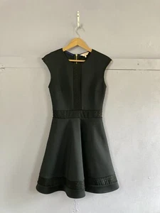 Ted Baker Little Black Dress Smart Occasion UK8 Semi Sheer Panels Skater Dress - Picture 1 of 8