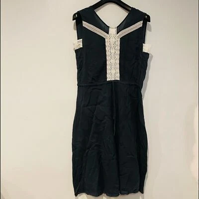 Sita Murt Blue Lace Front Sleeveless Linen Dress - Image 1 of 4