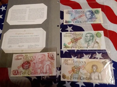 GHANA COMPLETE 4 SPECIMEN SET 1976 004300 CS1 (P 13-16) UNC COA - Image 1 of 3