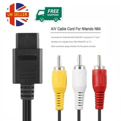 TESTED Super Nintendo SNES N64 GameCube TV AV Cable Lead Composite Wire RCA NGC - Image 1 of 4
