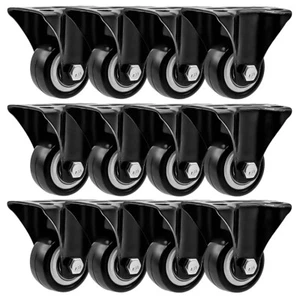 Paquete de 12 ruedas de poliuretano rígidas no giratorias de 1,5" pulgadas totalmente negras - Imagen 1 de 12