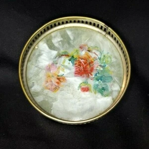 Handmade Vintage Metal and Glass Floral Small Coaster - Picture 1 of 8
