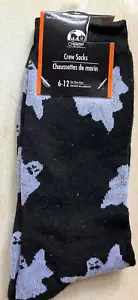 BNWT New Halloween Adult Socks UK/US 6-12 - Black with White Ghosts - Picture 1 of 5