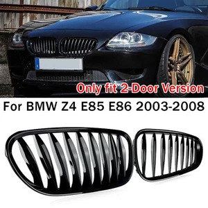 For BMW Z4 E85 E86 2003-2008 2-Door 2Pcs Gloss Black Front Bumper Kidney Grilles - Picture 1 of 19