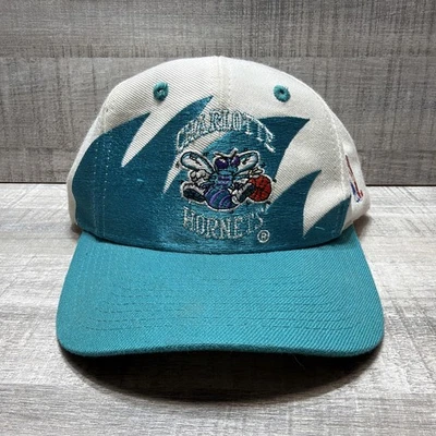 Vintage 90s Charlotte Hornets Sharktooth Logo Athletic Snapback Hat  - Image 1 of 4