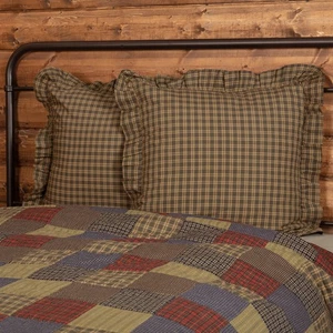 Rustic Euro Sham Green Cedar Ridge Cotton Plaid Square Bedroom Decor VHC Brands - Picture 1 of 7