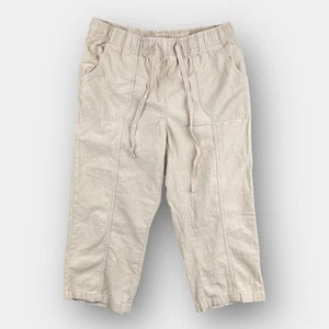 Classic Edition Beige Cropped Pants Size S | 100% Cotton Drawstring Waist Pocket - Picture 1 of 8