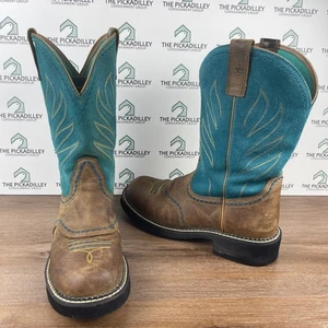 Ariat Damen Western Cowboystiefel Größe 9,5B Braun Blau Leder Stilvolle Stiefel - Bild 1 von 7