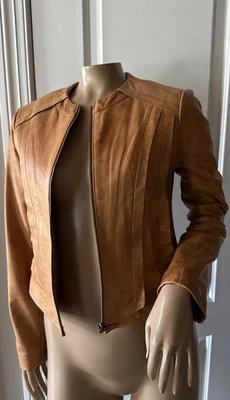 BERNARDO Women's Genuine Leather Moto Jacket Ashley B Size PS Camel Brown - Image 1 of 4
