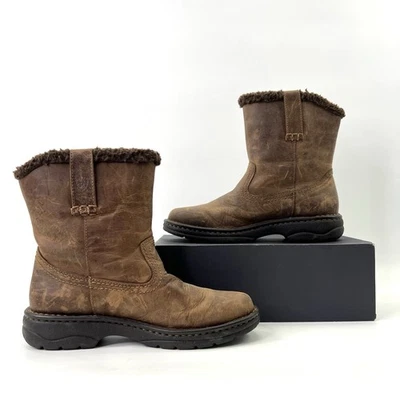 Ariat Work Boots Women 7.5 Brown 4LR Leather Fur Lined Shoes Western Distressed - Image 1 of 4