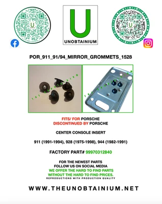 FITS/FOR PORSCHE 911, 928 & 944 MIRROR GROMMETS SET PART #99970312840 - Image 1 of 4