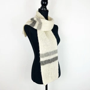 Bufanda de invierno Hilda LTD 100 % lana pura hecha en Islandia marfil y gris 7x60 - Imagen 1 de 6