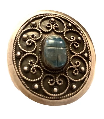 COLGANTE BROCHE ESCARABAJO OVALADO PLATA 1000 EGIPCIO VINTAGE SUPERIOR A ESTERLINA Foto 1 de 4