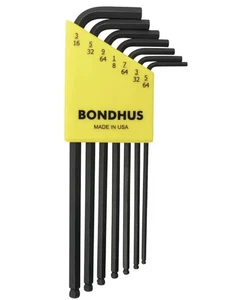 Nos Vintage Bondhus USA #10945 5/64"-3/16" Sechskant-Kugelschrauber Sae Inbusschlüssel 7-teiliges Set - Bild 1 von 5