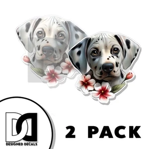 Calcomanía de arte animal manchado Dalmation cachorro vinilo novedad hecha en EE. UU. 2PK - Imagen 1 de 3