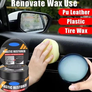 Car Plastic Restorer Back Black-Gloss Interior Leather Panel Wax Polish Coating - Picture 1 of 12