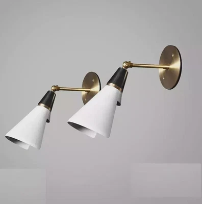 Set of 2 Modern Brass Wall Sconce Light Fixtures Swing Arm Kitchen Wall Light - Image 1 of 4