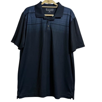 Camisa polo de rendimiento Pebble Beach Dry Luxe para hombre XL azul a rayas Foto 1 de 4