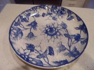 Cracker Barrel Songbird dinner plate Susan Winget blue crackle brand-new pretty! - Picture 1 of 2