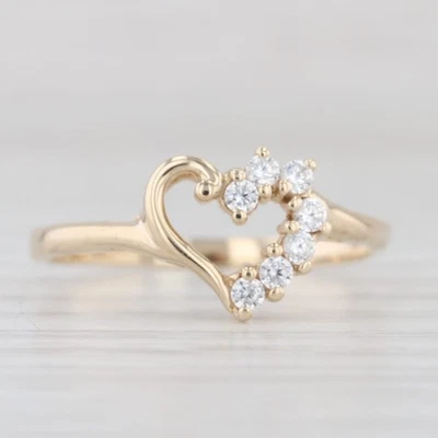 Cubic Zirconia Open Heart Ring 10k Yellow Gold Size 6.75 - Image 1 of 4