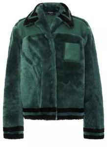 Rochas Shearling Fur Sheepskin Coat Emarald Green Black IT38 XS-S RRP £4,150 - Picture 1 of 14