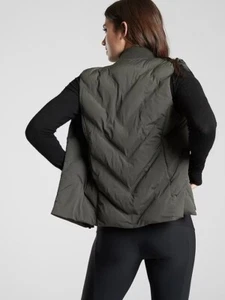Gilet Athleta Inlet taglia media verde oliva piumino d'oca zip intera - Foto 1 di 12