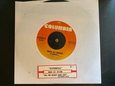 Men At Work - OVERKILL/TILL THE MONEY RUNS OUT 45 Vinyl EX/EX - Image 1 of 4