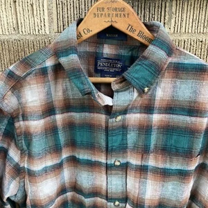 Pendleton Herren Hemd Medium grün braun kariert Mason Flanell Button Down - Bild 1 von 7