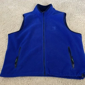 VTG Eddie Bauer Vest Mens Large Blue EBTEK Fleece Full Zip Polartec Made In USA - Picture 1 of 6