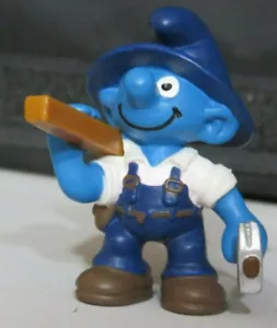 Smurfs 20471 Carpenter Handy Smurf Chippie Rare Vintage Figure Toy Figurine Peyo - Picture 1 of 6