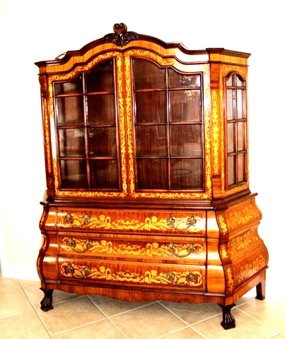 German Antique Kingwood Inlaid Bombay Buffet / Display Cabinet Cover