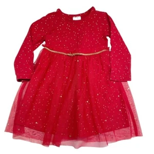 Hanna Andersson 2T Star Glitter Dress with Tulle Skirt Red / Gold Holiday - Picture 1 of 9