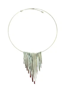 Gold Silver Tone Spike Punk Bib Tassel Hard Choker Statement Necklace - Picture 1 of 5
